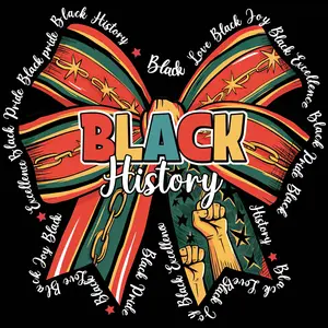 Black History Ribbon in Black and White Letters DTF Transfer with Vibrant Design and Inspirational Phrases