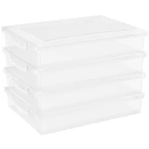 Lifewit Plastic Storage Box with Latching Lids, Clear A4 Paper, Organizes Games, Crafts, Documents, Magazines, and Art Supplies