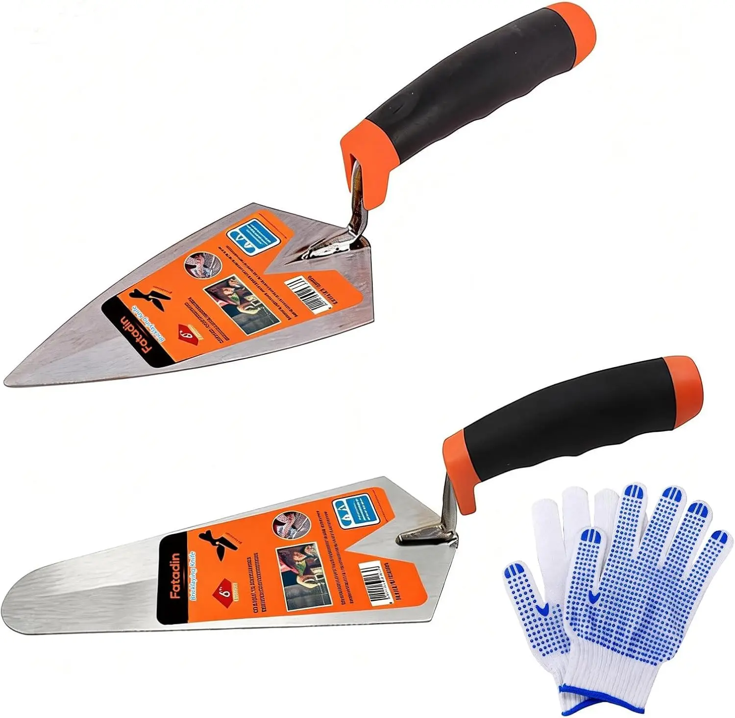 2 Pcs 6" Concrete Trowel, Carbon Concrete Masonry Set, Pointing & Gauging Masonry Hand Trowels with Soft Grip Handle Cement Trowel, Included