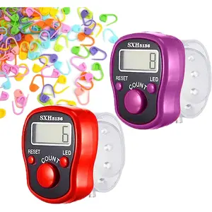 Stitch Counters 2 count LED Digital Row Counter and Stitch Markers 50 count Crochet Stitch Markers for Knitting Sewing Stitching Weaving, Muslim Pray, Recording  Scoring, Lap Counting