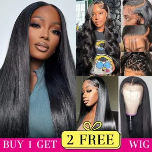 [Combo sale 24"&22"&22"] buy 1 get 3 wig' 13x4 Straight Hair Lace Front Wigs Human Hair Hair Pre PluckedHD Transparent Lace Frontal Human Hair Wigs 180%Density