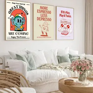 Cartoon Character Pattern Unframed Painting, 3 Counts/set Canvas Wall Art, Decorative Artwork, Wall Decor, Wall Decoration for Home Living Room Bedroom Study Room, Ornaments