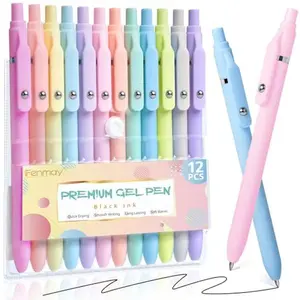 Fenmay Gel Pens, 12 Pcs 0.5mm Fine Point Aesthetic Pens, Quick Dry No Smudge, Smooth Writing Comfortable Grip Pen, Cute Black Ink Journaling Pens for School Supplies Office Desk Accessories