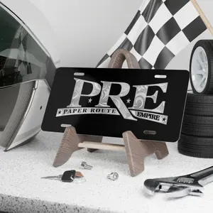 [Printed] PRE Paper Route Empire License Plate Collection Black & White Aluminum Car Tag Set 12x6 Hip Hop Merch Gift