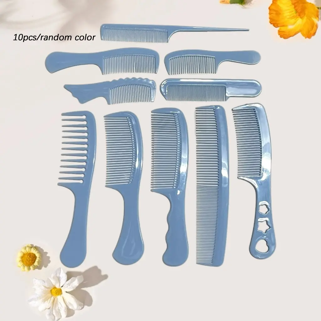 10pcs Random Color Thickened Hair Styling Combs, Straightening Styling Brush, Anti-Static, No Tangles, Multiple Styles, Single Item