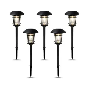 GRAND PATIO Outdoor Glass Solar Pathway Lights - Aluminum & Steel Frame Lamp