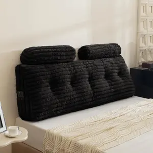 Triangular Headboard Wedge Pillow with 2 Cylindrical Pillows and Memory  Filling, Daybed Pillows for Sitting up, Reading or Working with Removable Cover, 59.1"x19.7"