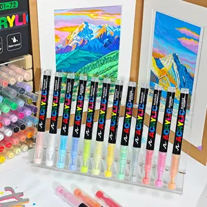 Soft Head Painting Graffiti Stacking Color Pen, 1 Set Straight Liquid Acrylic Drawing Markers, Coloring Book Markers, Art Supplies for Students DIY Crafts, Acrylic Painting Pens