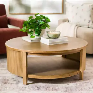 Kirklands Round Brown Wood Sienna Coffee Table