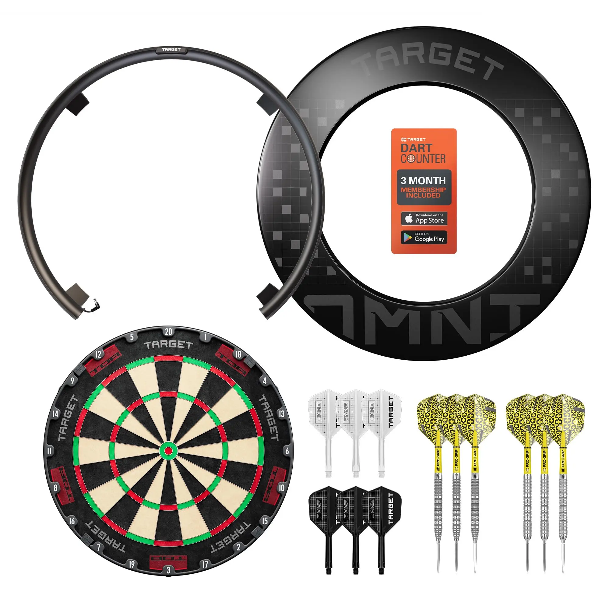 Target Darts Omni Darts Gear, Professional Auto-Scoring LED Light Ring with 4 HD Cameras, Universal Mount, and Easy Install Magnetic Base, Automatic Scoring