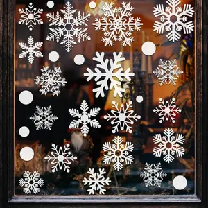 Christmas Window Stickers White Snowflake Winter and Holiday Stickers Glass Window Stickers, Suitable for Glass Windows