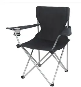 Ozark Trail Basic Quad Folding Camp Chair with Cup Holder, Black