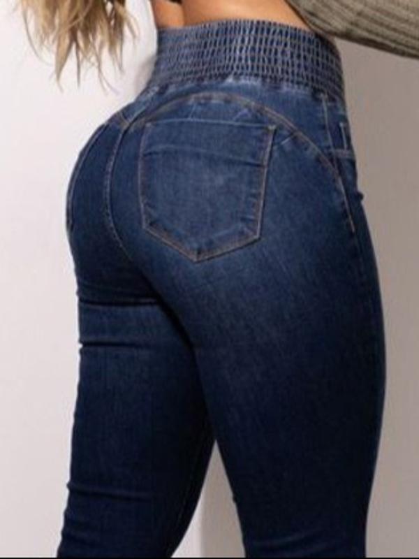Women's Kardashian style High Waist Denim Skinny Flare Pants Butt Lifting Slim Fit Jeans Sexy Elastic Comfortable Long Pants for All Seasons