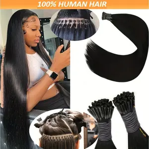 Hot Sell NEW Arrived Remy Straight I-Tip Human Hair Extensions for Women - Invisible, Soft & Shiny, Healthy Ends, Uniform Tip Size, # 1B, Perfect for Long Hair, Hair Extension |   Straight Hair Extensions |   RemovHair Extensions