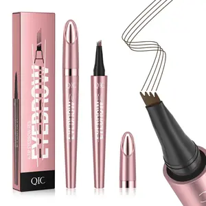QIC Microblading Microfork Liquid Eyebrow Pencil, Eyebrow Pencils with 4-Fork-Tip, Waterproof, Micro-Fork Eyebrow Pen, Long-Lasting Eyebrowtint, Natural Hair-Like Brow Pen, Brow Makeup Tool For Daily Use, Blend Cosmetic, Liner Eyebrowtint