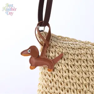 Cute Dachshund PU Leather Bag Charm, DIY Sausage Dog Pendant with Hanging Strap, Adorable Accessory for Handbags, Cars & Couples' Gifts