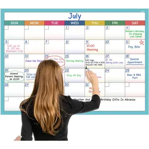 Dry Erase Calendar for Wall - Undated 1 Month Dry Erase Calendar, 40" x 28", Blank Erasable &  Laminated Calendars, Large Daily Blocks, Round Stickers,  for , Office, Classroom