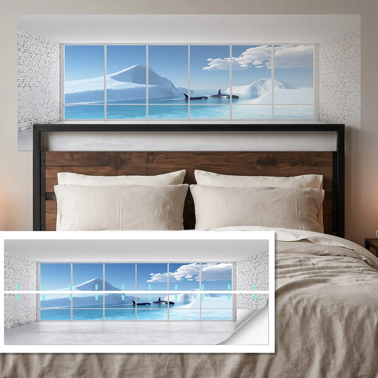 90x180cm Peel and Stick Headboard Wall Sticker, Waterproof HD Print, Easy Application, Durable Design, Ideal for Bedrooms