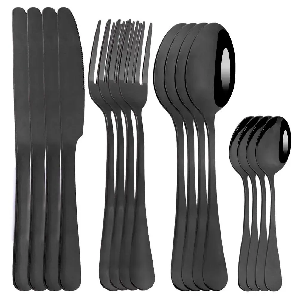 Stainless Steel Cutlery Set, 16pcs/set Including Knife, Fork & Spoon, Dishwasher Safe Tableware Set for Home Kitchen Dining Room, Modern Tableware Sets, Dinnerware Sets, Dinnerware Service Set, Utensils, Forks Spoons And Knives Set