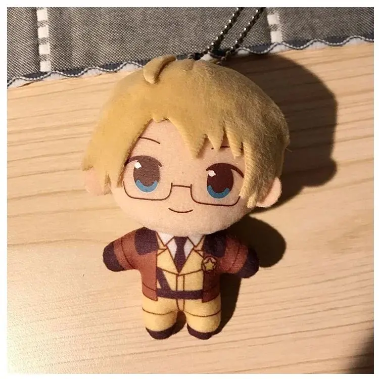 10CM Axis Powers Worlds Stars Plush Doll Keychain Hetalia Arthur Kirkland Alfred F Jones Wang Yao Keyring Cosplay Props Gift