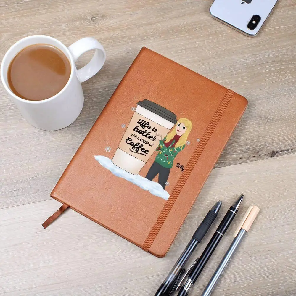 Coffee & Chronicles: Personalized Vegan Leather Journal