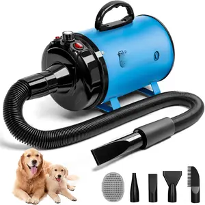 High Velocity  Hair Dryer 5.2HP/ 3800W Professional Dogs Blower  Dryer, Adjustable Temperature and Speed Pet Dryers with 4 Nozzles and a Comb, Blue