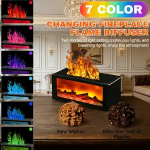 7-Color Flame Humidifier with Remote Control, Large Capacity & Massage Hand Ball for Bedroom & Office fireplace led cloud rain plant diffuser Colorful