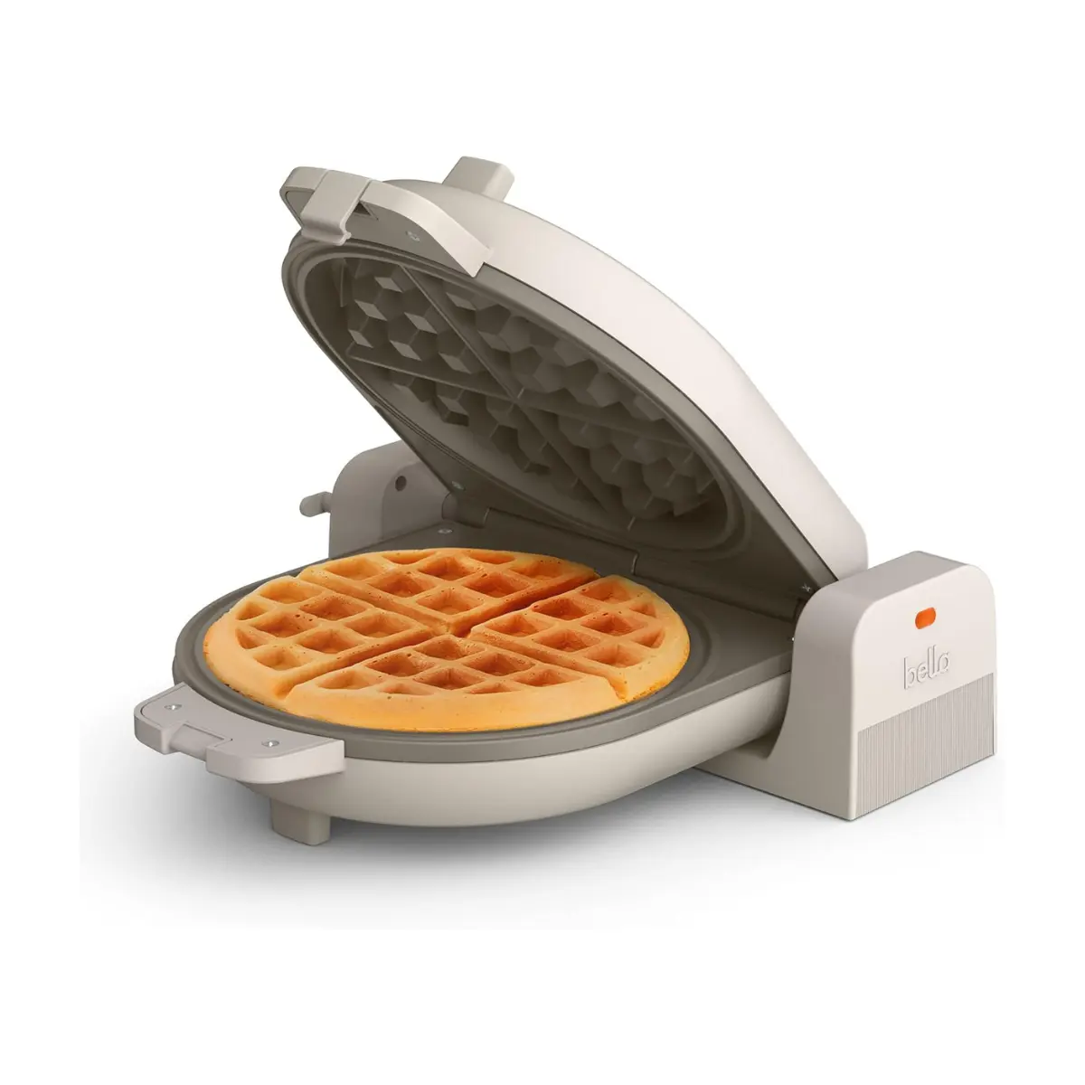 bella Fits-Anywhere Flip-n-Store Ceramic Belgian Waffle Maker, Oatmilk