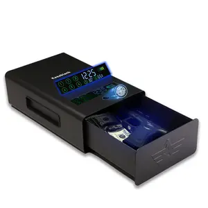 Biometric Gun Safe 4-Ways unlock Fingerprint Digital PIN Key USB Unlock , Safe with Backlit Keypad,Mute unlock,Auto Pop-up Unlock,Lock box for Cloakroom living room Bedroom Nightstand and Car,One-year warranty