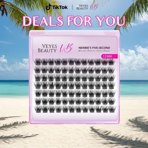 VEYESBEAUTY VB-Siren Cluster Lash Single Length Refill & Replacement OptionFor Mixed Length Invisible Band Lashes Eyelashes Newbie's Five-Second Volume Wispy Soft Comfortable Mini Tray Makeup Cosmetic for Self Application at Home