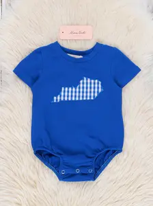 Kentucky Embroidered Gingham Bubble Romper