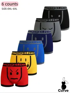 Plus Size Women's Smiley Print Briefs, Comfortable Breathable Casual Elasticity Underwear, All Seasons Fitted Panties, Daily Casual Underwear, Breathable Knicker