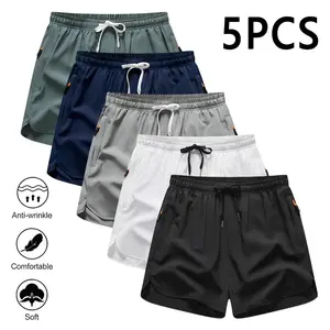 5-Pack Men’s Quick-Dry Athletic Shorts with Elastic Waist, lightweight and wrinkle-resistant, perfect for gym workouts, running, everyday wear, and summer casual outfits.
