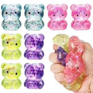 2026 NEW Bear Squishy Toys, Glitter Colorful Sensory Stress Balls for Anxiety Relief, Squishy Balls Fidget Toys for Kids Adult, Squeeze Balls Bulk, Party Favors Goodie Bags Stuffer for Boys Girls