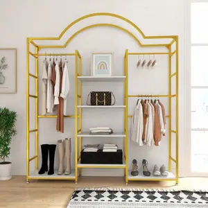 Portable Clothing Rack, Heavy Duty Freestanding Garment Rack With Hanging Clothes Storage, Minimalist Closet Organizer For Home, Bedroom, Or Living Room, Durable Tops And Dresses Hanger, Space-Saving Design