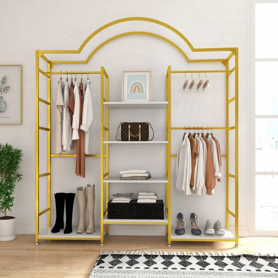 Portable Clothing Rack, Heavy Duty Freestanding Garment Rack With Hanging Clothes Storage, Minimalist Closet Organizer For Home, Bedroom, Or Living Room, Durable Tops And Dresses Hanger, Space-Saving Design