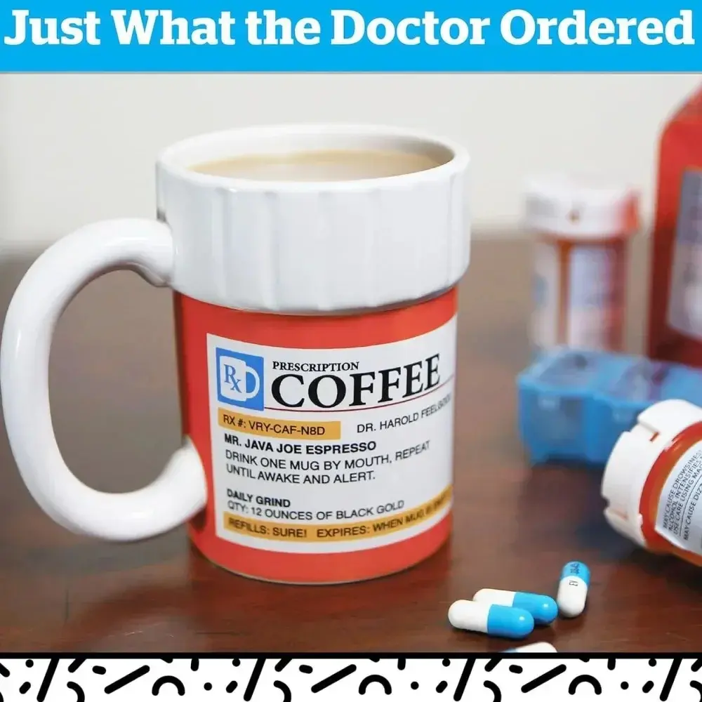 Prescription Coffee Mug: 12 oz Ceramic Pill Bottle Cup – Perfect for Home or Office