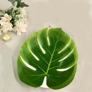 12-Pack Artificial Monstera Palm Leaves Green - Large Tropical Leaf Placemat Table Runner Decor for Luau Jungle Beach Theme Parties