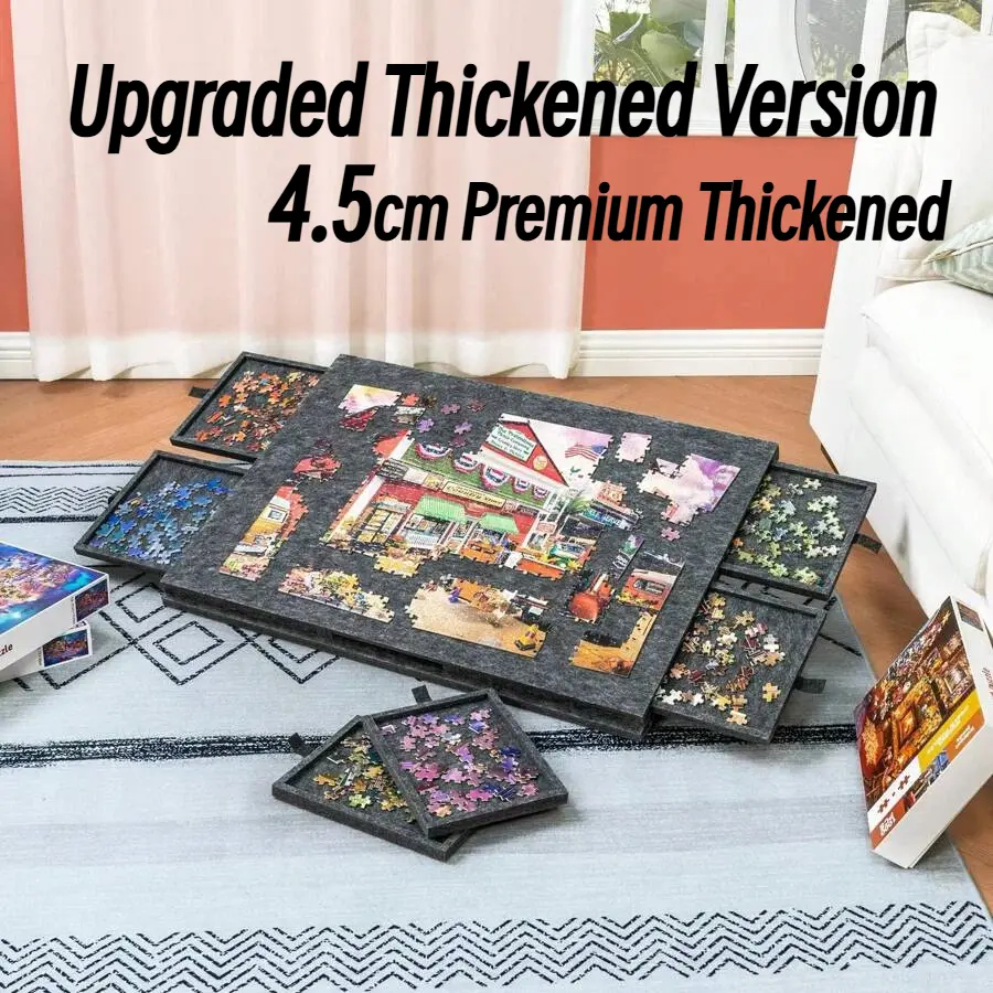 Portable Felt Jigsaw Puzzle Board for 1000-Piece Puzzles | 6 Removable Sorting Drawers, Adjustable Tilt Stand & Protective Cover, 4.5cm Thick Work Surface, Multiple Colors Option, Under‑Sofa Storage Puzzle Accessory