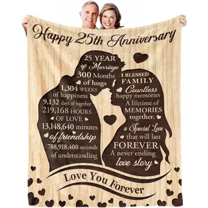 25th Anniversary Blanket Gifts Anniversary Wedding Gifts for Couple 25th Silver Anniversary Marriage Gifts 25 Year Anniversary Marriage Gifts for Husband Wife Dad Mom Throw Blanket