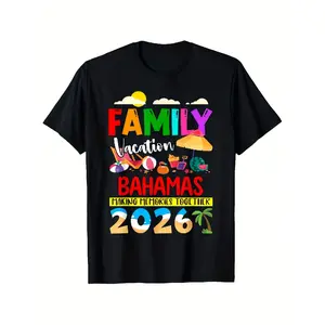 'S & 'S Short  [100% Cotton] 100% Cotton Men's Bahamas Family Vacation 2026 TShirt Comfortable Retro Beach Travel Tee Featuring Bahamas Design Casual Round Neck Short Sleeves Ideal for Cruises And Getaways Great Gift for Vacation2026 Summer Short-sleeved
