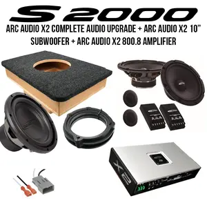 Level 2 Honda S2000 ARC AUDIO X2 COMPLETE AUDIO UPGRADE + Arc Audio X2 10” Subwoofer + Arc Audio X2 800.8 Amplifier