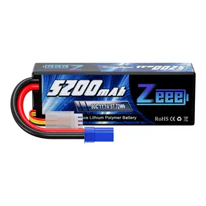 Zeee 3S Lipo Battery 5200mAh 11.1V 80C with EC5 Connector Hard Case Battery for RC Car Boat Truck Helicopter Airplane Racing Models