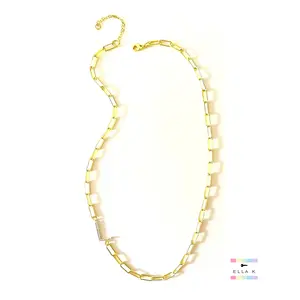 Gold Paperclip Two Tone Silver Pave Letter Necklace / Sideways Initial Necklace / Pendant Letter Necklace