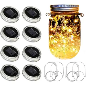 Solar Mason Jar Lights [], 8 Pack 20 LED  Fairy Firefly Jar  String Lights with Hangers(NO JARS), Patio Yard Garden Wedding Decoration - Warm White
