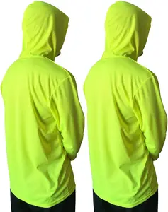 2 Piece Hi-Vis Hooded Long-Sleeve Safety Shirt  safety hoodie Breathable Fabric Protective Clothing Menswear mc j