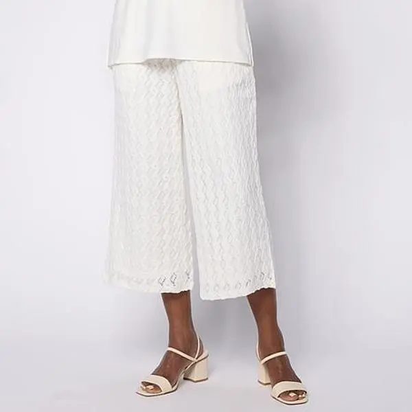 Nina Leonard Cropped Novelty Lace Culotte Pant