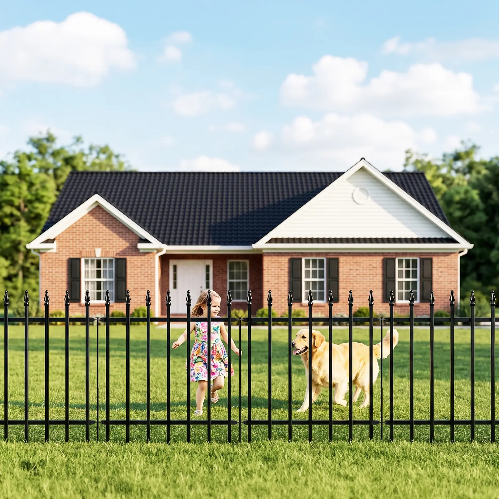 Decorative Metal Garden Lattice Fence Garden Accessories — 36" High x 28" Wide (Set of 5 Panels; Total Length: 11.6 ft); Garden Raised Bed Foldable Metal Border Fencing  suitable for flower beds, yard landscaping, pet enclosures, and animal barriers.