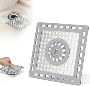 Hibbent Upgraded Shower Drain Hair Catcher, Shower Drain Cover for Bathroom Floor 4" Drain, Anti-Clogging Bathtub Drain Strainer, Stainless Steel Kitchen Sink Drain Strainer with Handle, Grey