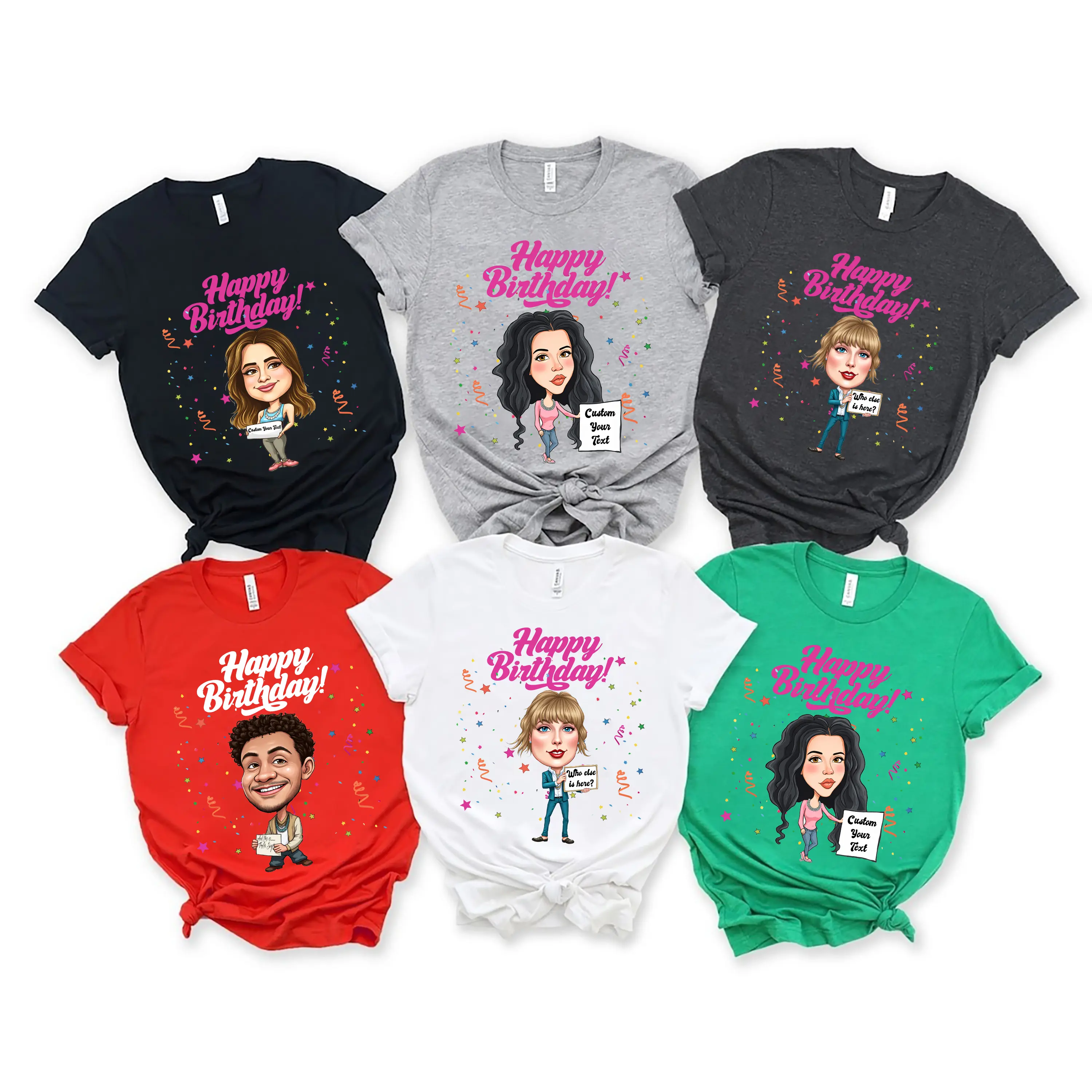 Custom Face & Slogan Birthday T-Shirts – Personalized Stick Figure Photo Tees | Funny, Custom Group Shirts for Birthday Parties, Perfect